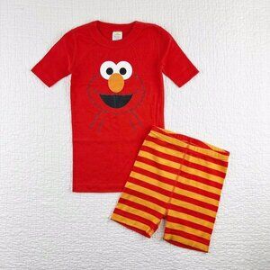 Hanna Andersson x Sesame Street Organic Short John Pajama Set In Elmo Red